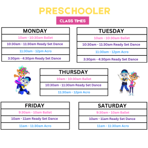Preschool 2 - A-Live Performing Arts Sydney Preschool Timetable 9 - A-Live Performing Arts Sydney